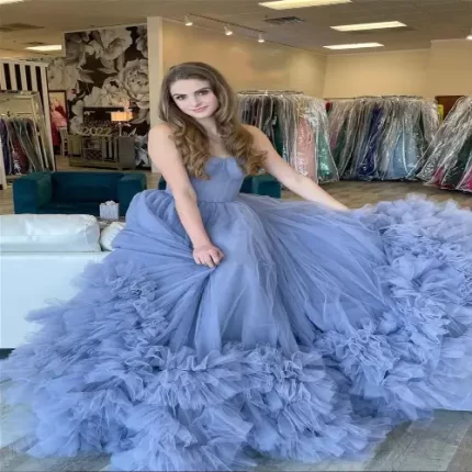 blue ball gown and evening dresses
